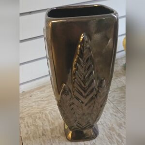 Royal Haeger Pottery Chrome Glaze Elegant Bronze Leaf Vase